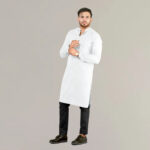 Hemploom White Mandarin Collar Kurta-front look