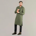 Men's Olive Green Kurta Full Sleeve