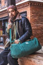 green living duffel