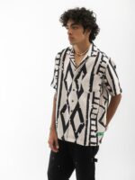 Cannabie Tribal Print Cuban Collar Hemp Shirt